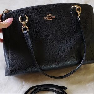 Authentic large leather coach shoulder bag